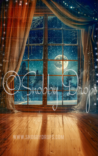 Silent Night Christmas Window Fabric Backdrop Sweep-Fabric Photography Sweep-Snobby Drops Fabric Backdrops for Photography, Exclusive Designs by Tara Mapes Photography, Enchanted Eye Creations by Tara Mapes, photography backgrounds, photography backdrops, fast shipping, US backdrops, cheap photography backdrops