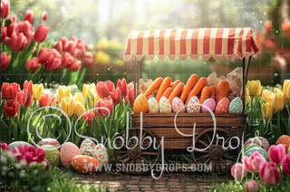 Spring Easter Cart Fabric Backdrop-Fabric Photography Backdrop-Snobby Drops Fabric Backdrops for Photography, Exclusive Designs by Tara Mapes Photography, Enchanted Eye Creations by Tara Mapes, photography backgrounds, photography backdrops, fast shipping, US backdrops, cheap photography backdrops
