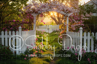 Spring Gate Arch with Flowers Fabric Backdrop-Fabric Photography Backdrop-Snobby Drops Fabric Backdrops for Photography, Exclusive Designs by Tara Mapes Photography, Enchanted Eye Creations by Tara Mapes, photography backgrounds, photography backdrops, fast shipping, US backdrops, cheap photography backdrops
