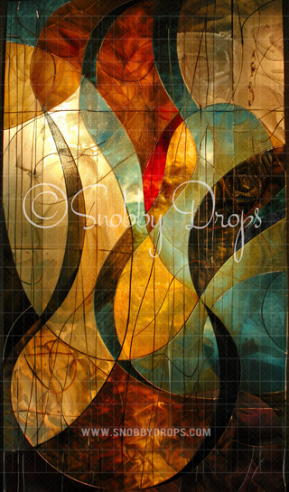 Teal and Golden Abstract Fabric Backdrop Sweep-Fabric Photography Sweep-Snobby Drops Fabric Backdrops for Photography, Exclusive Designs by Tara Mapes Photography, Enchanted Eye Creations by Tara Mapes, photography backgrounds, photography backdrops, fast shipping, US backdrops, cheap photography backdrops