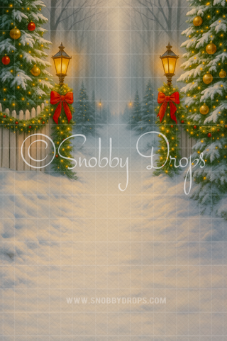Toyland Winter Path Christmas Fabric Backdrop Sweep-Fabric Photography Sweep-Snobby Drops Fabric Backdrops for Photography, Exclusive Designs by Tara Mapes Photography, Enchanted Eye Creations by Tara Mapes, photography backgrounds, photography backdrops, fast shipping, US backdrops, cheap photography backdrops