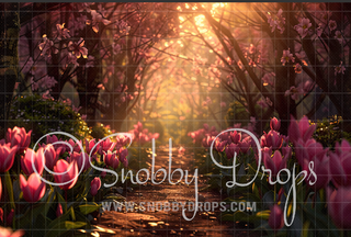 Tulip Path Backdrop-Fabric Photography Backdrop-Snobby Drops Fabric Backdrops for Photography, Exclusive Designs by Tara Mapes Photography, Enchanted Eye Creations by Tara Mapes, photography backgrounds, photography backdrops, fast shipping, US backdrops, cheap photography backdrops