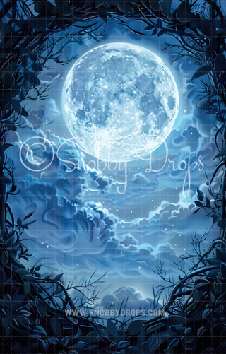 Twisted Moon Halloween Fabric Backdrop Sweep-Fabric Photography Sweep-Snobby Drops Fabric Backdrops for Photography, Exclusive Designs by Tara Mapes Photography, Enchanted Eye Creations by Tara Mapes, photography backgrounds, photography backdrops, fast shipping, US backdrops, cheap photography backdrops