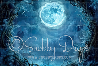 Twisty Moon Halloween Fabric Backdrop-Fabric Photography Backdrop-Snobby Drops Fabric Backdrops for Photography, Exclusive Designs by Tara Mapes Photography, Enchanted Eye Creations by Tara Mapes, photography backgrounds, photography backdrops, fast shipping, US backdrops, cheap photography backdrops