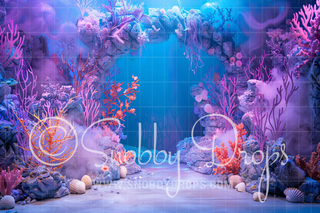 Underwater Mermaid Arch Fabric Backdrop-Fabric Photography Backdrop-Snobby Drops Fabric Backdrops for Photography, Exclusive Designs by Tara Mapes Photography, Enchanted Eye Creations by Tara Mapes, photography backgrounds, photography backdrops, fast shipping, US backdrops, cheap photography backdrops