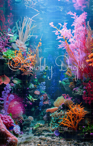 Underwater Mermaid Backdrop Sweep-Fabric Photography Sweep-Snobby Drops Fabric Backdrops for Photography, Exclusive Designs by Tara Mapes Photography, Enchanted Eye Creations by Tara Mapes, photography backgrounds, photography backdrops, fast shipping, US backdrops, cheap photography backdrops