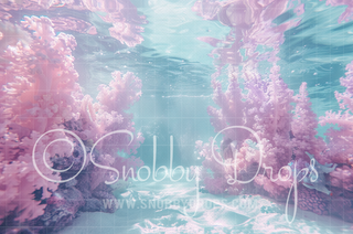 Underwater Pastel Mermaid Scene Fabric Backdrop-Fabric Photography Backdrop-Snobby Drops Fabric Backdrops for Photography, Exclusive Designs by Tara Mapes Photography, Enchanted Eye Creations by Tara Mapes, photography backgrounds, photography backdrops, fast shipping, US backdrops, cheap photography backdrops