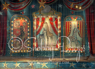 Vintage Animals Circus Tent Curtain Fabric Backdrop-Fabric Photography Backdrop-Snobby Drops Fabric Backdrops for Photography, Exclusive Designs by Tara Mapes Photography, Enchanted Eye Creations by Tara Mapes, photography backgrounds, photography backdrops, fast shipping, US backdrops, cheap photography backdrops