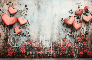 Vintage Grunge Valentine Fabric Backdrop-Fabric Photography Backdrop-Snobby Drops Fabric Backdrops for Photography, Exclusive Designs by Tara Mapes Photography, Enchanted Eye Creations by Tara Mapes, photography backgrounds, photography backdrops, fast shipping, US backdrops, cheap photography backdrops