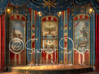 Vintage Red and Blue Circus Tent Curtain Fabric Backdrop-Fabric Photography Backdrop-Snobby Drops Fabric Backdrops for Photography, Exclusive Designs by Tara Mapes Photography, Enchanted Eye Creations by Tara Mapes, photography backgrounds, photography backdrops, fast shipping, US backdrops, cheap photography backdrops