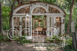Vintage White Greenhouse Fabric Backdrop-Fabric Photography Backdrop-Snobby Drops Fabric Backdrops for Photography, Exclusive Designs by Tara Mapes Photography, Enchanted Eye Creations by Tara Mapes, photography backgrounds, photography backdrops, fast shipping, US backdrops, cheap photography backdrops