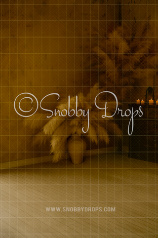 Warm Boho Pampas Backdrop Sweep