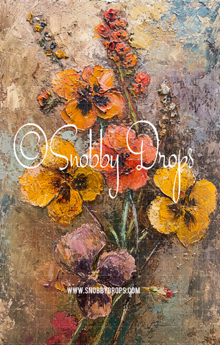 Warm Earthy Flowers Fine Art Floral Fabric Backdrop Sweep-Fabric Photography Sweep-Snobby Drops Fabric Backdrops for Photography, Exclusive Designs by Tara Mapes Photography, Enchanted Eye Creations by Tara Mapes, photography backgrounds, photography backdrops, fast shipping, US backdrops, cheap photography backdrops