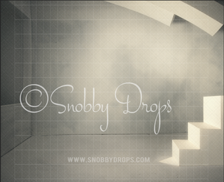 Weird Fashion Abstract Room with Stairs Fabric Backdrop-Fabric Photography Backdrop-Snobby Drops Fabric Backdrops for Photography, Exclusive Designs by Tara Mapes Photography, Enchanted Eye Creations by Tara Mapes, photography backgrounds, photography backdrops, fast shipping, US backdrops, cheap photography backdrops
