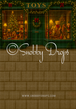 Whimsical Toy Store Christmas Fabric Backdrop Sweep-Fabric Photography Sweep-Snobby Drops Fabric Backdrops for Photography, Exclusive Designs by Tara Mapes Photography, Enchanted Eye Creations by Tara Mapes, photography backgrounds, photography backdrops, fast shipping, US backdrops, cheap photography backdrops