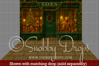 Whimsical Toy Store Stone Christmas Fabric or Rubber Backed Floor-Floor-Snobby Drops Fabric Backdrops for Photography, Exclusive Designs by Tara Mapes Photography, Enchanted Eye Creations by Tara Mapes, photography backgrounds, photography backdrops, fast shipping, US backdrops, cheap photography backdrops