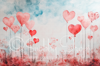 Whimsical Watercolor Hearts Valentine Fabric Backdrop-Fabric Photography Backdrop-Snobby Drops Fabric Backdrops for Photography, Exclusive Designs by Tara Mapes Photography, Enchanted Eye Creations by Tara Mapes, photography backgrounds, photography backdrops, fast shipping, US backdrops, cheap photography backdrops