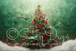 Whimsyville Christmas Tree Fabric Backdrop-Fabric Photography Backdrop-Snobby Drops Fabric Backdrops for Photography, Exclusive Designs by Tara Mapes Photography, Enchanted Eye Creations by Tara Mapes, photography backgrounds, photography backdrops, fast shipping, US backdrops, cheap photography backdrops