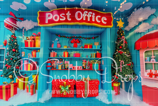 Whimsyville Post Office Fabric Photography Backdrop-Fabric Photography Backdrop-Snobby Drops Fabric Backdrops for Photography, Exclusive Designs by Tara Mapes Photography, Enchanted Eye Creations by Tara Mapes, photography backgrounds, photography backdrops, fast shipping, US backdrops, cheap photography backdrops