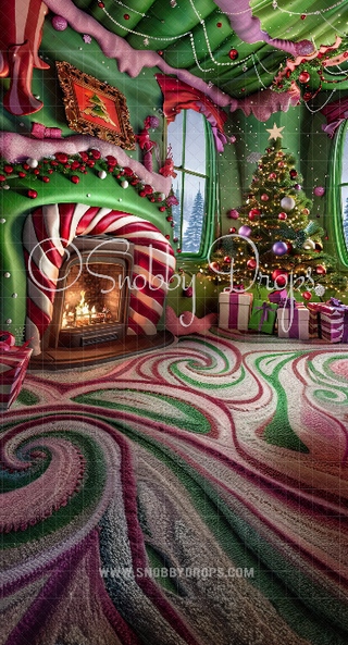Whimsyville Room with Fireplace Fabric Backdrop Sweep-Fabric Photography Sweep-Snobby Drops Fabric Backdrops for Photography, Exclusive Designs by Tara Mapes Photography, Enchanted Eye Creations by Tara Mapes, photography backgrounds, photography backdrops, fast shipping, US backdrops, cheap photography backdrops
