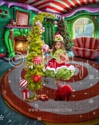 Whimsyville Room with Swirly Rug Fireplace Fabric Backdrop Sweep-Fabric Photography Sweep-Snobby Drops Fabric Backdrops for Photography, Exclusive Designs by Tara Mapes Photography, Enchanted Eye Creations by Tara Mapes, photography backgrounds, photography backdrops, fast shipping, US backdrops, cheap photography backdrops