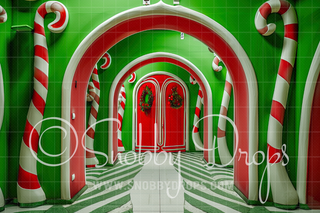 Whimsyville Striped Hallway Fabric Photography Backdrop-Fabric Photography Backdrop-Snobby Drops Fabric Backdrops for Photography, Exclusive Designs by Tara Mapes Photography, Enchanted Eye Creations by Tara Mapes, photography backgrounds, photography backdrops, fast shipping, US backdrops, cheap photography backdrops