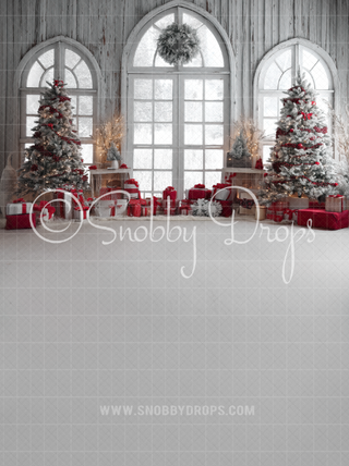 White and Red Christmas Fabric Backdrop Sweep-Fabric Photography Sweep-Snobby Drops Fabric Backdrops for Photography, Exclusive Designs by Tara Mapes Photography, Enchanted Eye Creations by Tara Mapes, photography backgrounds, photography backdrops, fast shipping, US backdrops, cheap photography backdrops