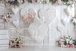 White Valentine Fabric Backdrop-Fabric Photography Backdrop-Snobby Drops Fabric Backdrops for Photography, Exclusive Designs by Tara Mapes Photography, Enchanted Eye Creations by Tara Mapes, photography backgrounds, photography backdrops, fast shipping, US backdrops, cheap photography backdrops