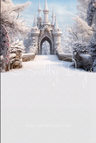 Winter Castle Sweep Fabric Backdrop Sweep-Fabric Photography Sweep-Snobby Drops Fabric Backdrops for Photography, Exclusive Designs by Tara Mapes Photography, Enchanted Eye Creations by Tara Mapes, photography backgrounds, photography backdrops, fast shipping, US backdrops, cheap photography backdrops