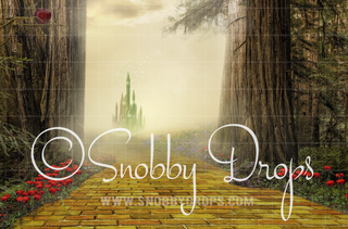 Wizard of Oz Forest Yellow Brick Road Fabric Backdrop-Fabric Photography Backdrop-Snobby Drops Fabric Backdrops for Photography, Exclusive Designs by Tara Mapes Photography, Enchanted Eye Creations by Tara Mapes, photography backgrounds, photography backdrops, fast shipping, US backdrops, cheap photography backdrops