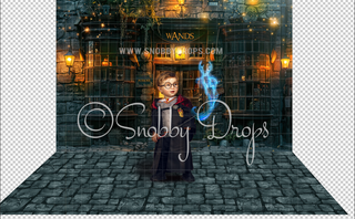 Wizard Wand Shop Fabric Backdrop-Fabric Photography Backdrop-Snobby Drops Fabric Backdrops for Photography, Exclusive Designs by Tara Mapes Photography, Enchanted Eye Creations by Tara Mapes, photography backgrounds, photography backdrops, fast shipping, US backdrops, cheap photography backdrops