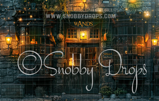 Wizard Wand Shop Fabric Backdrop-Fabric Photography Backdrop-Snobby Drops Fabric Backdrops for Photography, Exclusive Designs by Tara Mapes Photography, Enchanted Eye Creations by Tara Mapes, photography backgrounds, photography backdrops, fast shipping, US backdrops, cheap photography backdrops
