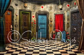 Wonderland Little Door Fabric Backdrop-Fabric Photography Backdrop-Snobby Drops Fabric Backdrops for Photography, Exclusive Designs by Tara Mapes Photography, Enchanted Eye Creations by Tara Mapes, photography backgrounds, photography backdrops, fast shipping, US backdrops, cheap photography backdrops