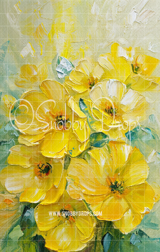 Yellow Fine Art Floral Fabric Backdrop Sweep-Fabric Photography Sweep-Snobby Drops Fabric Backdrops for Photography, Exclusive Designs by Tara Mapes Photography, Enchanted Eye Creations by Tara Mapes, photography backgrounds, photography backdrops, fast shipping, US backdrops, cheap photography backdrops