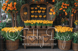 Yellow Tulip Spring Curio Fabric Backdrop-Fabric Photography Backdrop-Snobby Drops Fabric Backdrops for Photography, Exclusive Designs by Tara Mapes Photography, Enchanted Eye Creations by Tara Mapes, photography backgrounds, photography backdrops, fast shipping, US backdrops, cheap photography backdrops