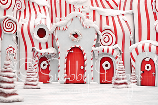 Peppermint Candy Town Whimsyville Fabric Backdrop