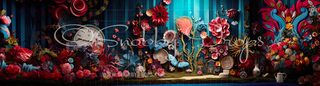 Alice in Wonderland Floral Wall Fabric Event Backdrop