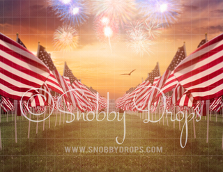 American Flags Fourth of July Fabric Backdrop