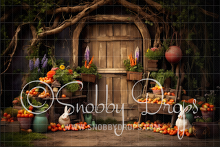 Easter Burrow Door Fabric Backdrop