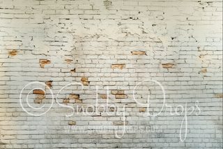 Ivory Industrial Brick Wall Fabric Backdrop