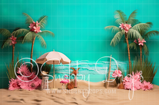 Malibu Doll Baby Beach Fabric Backdrop