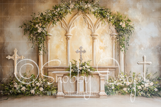 Painterly Communion Trinity Religious Fabric Backdrop