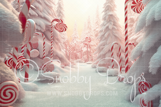 The Candy Cane Forest Fabric Backdrop