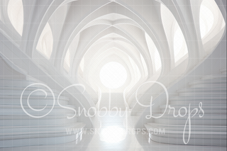 White Surreal Entry Way Fabric Backdrop