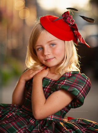 Plaid Bow and Berries Christmas Fascinator-Accessories-Snobby Drops Fabric Backdrops for Photography, Exclusive Designs by Tara Mapes Photography, Enchanted Eye Creations by Tara Mapes, photography backgrounds, photography backdrops, fast shipping, US backdrops, cheap photography backdrops