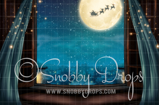 The Night Before Christmas Window Fabric Backdrop-Fabric Photography Backdrop-Snobby Drops Fabric Backdrops for Photography, Exclusive Designs by Tara Mapes Photography, Enchanted Eye Creations by Tara Mapes, photography backgrounds, photography backdrops, fast shipping, US backdrops, cheap photography backdrops