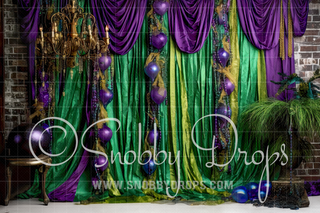 Mardi Gras Curtains Fabric Backdrop-Fabric Photography Backdrop-Snobby Drops Fabric Backdrops for Photography, Exclusive Designs by Tara Mapes Photography, Enchanted Eye Creations by Tara Mapes, photography backgrounds, photography backdrops, fast shipping, US backdrops, cheap photography backdrops