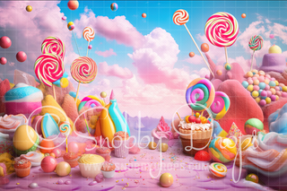 Candy Land in the Clouds Fabric Backdrop-Fabric Photography Backdrop-Snobby Drops Fabric Backdrops for Photography, Exclusive Designs by Tara Mapes Photography, Enchanted Eye Creations by Tara Mapes, photography backgrounds, photography backdrops, fast shipping, US backdrops, cheap photography backdrops