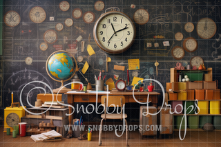 Back to School Classroom Fabric Backdrop-Fabric Photography Backdrop-Snobby Drops Fabric Backdrops for Photography, Exclusive Designs by Tara Mapes Photography, Enchanted Eye Creations by Tara Mapes, photography backgrounds, photography backdrops, fast shipping, US backdrops, cheap photography backdrops