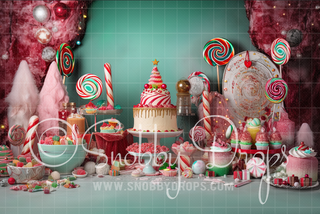 Peppermint and Pastel Christmas Candies and Sweet Treats Fabric Backdrop-Fabric Photography Backdrop-Snobby Drops Fabric Backdrops for Photography, Exclusive Designs by Tara Mapes Photography, Enchanted Eye Creations by Tara Mapes, photography backgrounds, photography backdrops, fast shipping, US backdrops, cheap photography backdrops